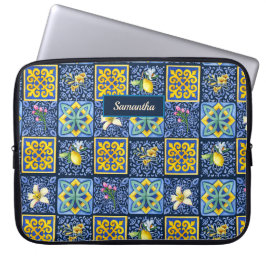 Chic Blue blauwgroen Siciliaanse citrus Mediterraa Laptop Sleeve