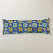 Chic Blue blauwgroen Siciliaanse citrus Mediterraa Lichaamskussen (Achterkant)