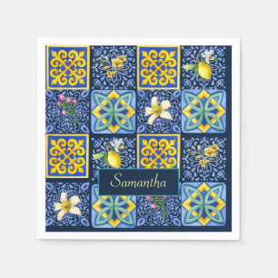 Chic Blue blauwgroen Siciliaanse citrus Mediterraa Servet