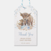 Chic Blue Boho Highland Cowboy Baby shower Cadeaulabel (Voorkant)