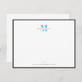 Chic Blue Bold Letter Simple Monogram Name Notitiekaartje (Voorkant / Achterkant)