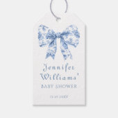 Chic Blue Bow Bloemen Baby Boy Douche Dank u Cadeaulabel (Voorkant)