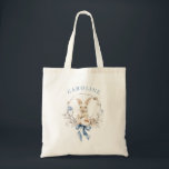 Chic Blue Bow Spring Floral Bunny Tote Bag<br><div class="desc">This personalized tote bag features a charming watercolor bunny surrounded by delicate spring florals and finished with a soft blue bow. The gentle pastel palette creates a light, elegant design that feels perfect for Easter celebrations while still being beautiful enough to carry all year long. Add a name to create...</div>