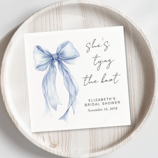 Chic Blue Bow Waterverf Vrijgezellenfeest Servet