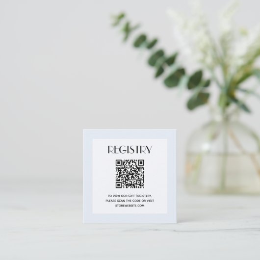 Chic Blue Boy Baby shower Registry QR Code Informatiekaartje (Staand voorkant)