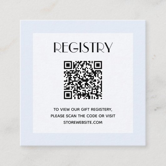 Chic Blue Boy Baby shower Registry QR Code Informatiekaartje (Voorkant)