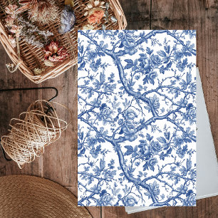 Chic Blue Branches Bloemen Franse Vintage Decoupag Tissuepapier