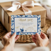 Chic Blue Butterfly Baby in Bloom Baby shower Bedankkaart