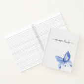Chic Blue Butterfly-monogram Notitieboek (Binnen)