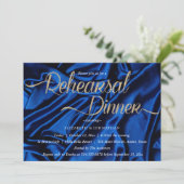 Chic Blue Calligraphy Minimal Rehearsal Dinner Kaart (Staand voorkant)