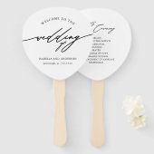 Chic Blue Calligraphy Wedding Program Fan Handwaaier (Voorkant en achterkant)