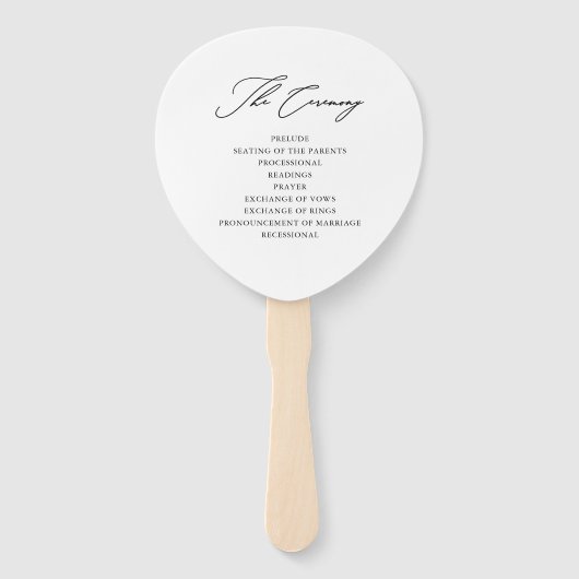 Chic Blue Calligraphy Wedding Program Fan Handwaaier (Achterkant)