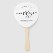 Chic Blue Calligraphy Wedding Program Fan Handwaaier (Voorkant)