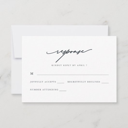 Chic Blue Calligraphy Wedding Rsvp Response (Voorkant)