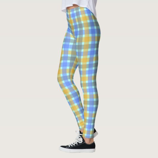 Chic Blue Check Patroon Leggings (Links)