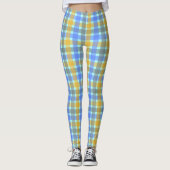 Chic Blue Check Patroon Leggings (Voorkant)
