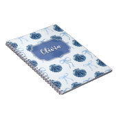 Chic Blue Coastal Shells and Bows Personalized Notitieboek (Rechterzijde)