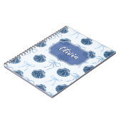 Chic Blue Coastal Shells and Bows Personalized Notitieboek (Linkerzijde)