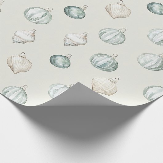 Chic Blue Cream Beach Ocean Christmas Cadeaupapier (Hoek)