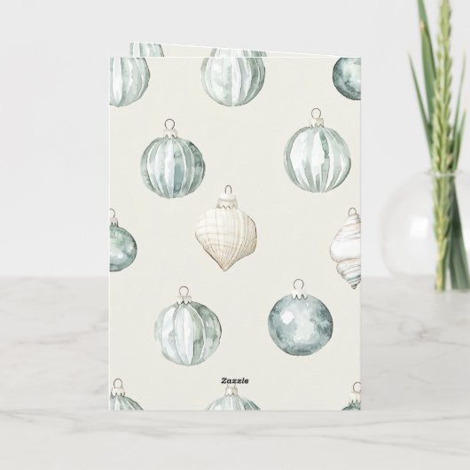 Chic Blue Cream Beach Ocean Christmas Kaart (Achterkant)