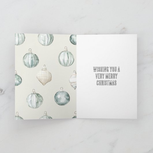 Chic Blue Cream Beach Ocean Christmas Kaart (Binnen)