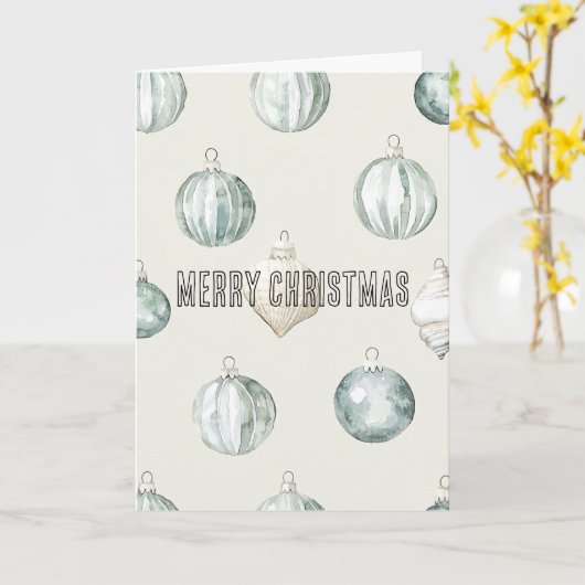 Chic Blue Cream Beach Ocean Christmas Kaart (Gele Bloem)