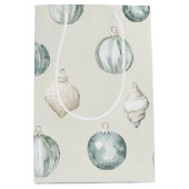 Chic Blue Cream Beach Ocean Christmas Medium Cadeauzakje (Voorkant)