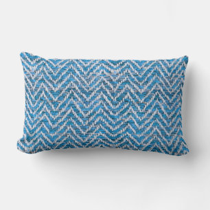 Chic blue cream chevron kussen