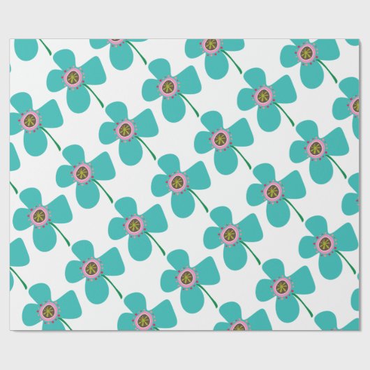 Chic Blue Daisy Pop Summer Flower Whimsical Gift Cadeaupapier (Vlak)