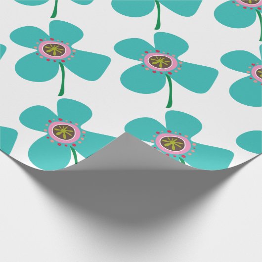 Chic Blue Daisy Pop Summer Flower Whimsical Gift Cadeaupapier (Hoek)