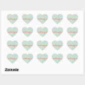 Chic Blue Damask met roze strik Hart Sticker (Vel)