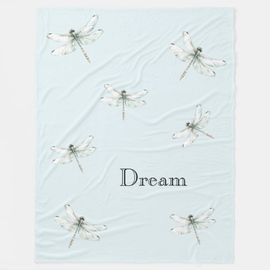 Chic Blue Dragonfly Dream Fleece Deken (Voorkant)