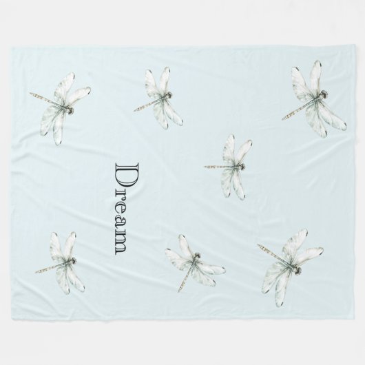 Chic Blue Dragonfly Dream Fleece Deken (Voorkant (Horizontaal))