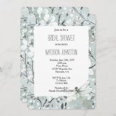 Chic Blue Dragonfly Dream Floral Bridal Shower Kaart (Voorkant / Achterkant)