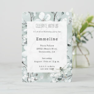 Chic Blue Dragonfly Dream Floral Verjaardag Kaart