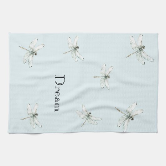 Chic Blue Dragonfly Dream Theedoek (Horizontaal)