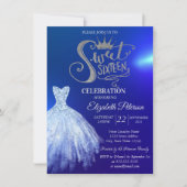 Chic Blue Dress, Diamonds Blue Sweet 16 Kaart (Voorkant)