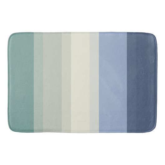 Chic Blue en Blauwgroen Green Stripes Designer Badmat (Voorkant)