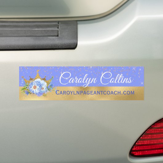 Chic Blue en Gold Floral Crown Bumpersticker (Op auto)