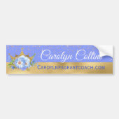 Chic Blue en Gold Floral Crown Bumpersticker (Voorkant)