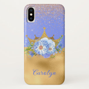Chic Blue en Gold Floral Crown Case-Mate iPhone Case