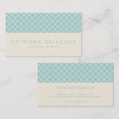 Chic Blue en Ivory Moroccan Pattern Visitekaartje (Voorkant / Achterkant)
