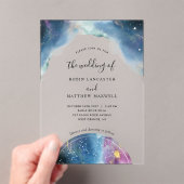 Chic Blue en Paarse Waterverf Hemelse Huwelijk Acryl Uitnodigingen (Insitu (Draagbaar))