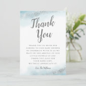 Chic Blue en Silver Glitter Baby shower Bedankkaart (Staand voorkant)