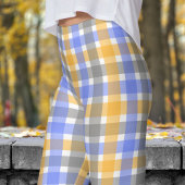 Chic Blue en Tan Check Patroon Leggings