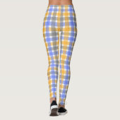 Chic Blue en Tan Check Patroon Leggings (Achterkant)