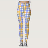 Chic Blue en Tan Check Patroon Leggings (Voorkant)