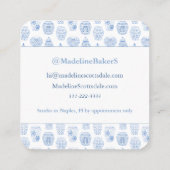 Chic Blue en White Ginger Jar Designer die roept o Vierkante Visitekaartje (Achterkant)