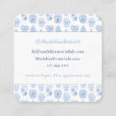 Chic Blue en White Ginger Jar Designer die roept o Vierkante Visitekaartje (Achterkant)