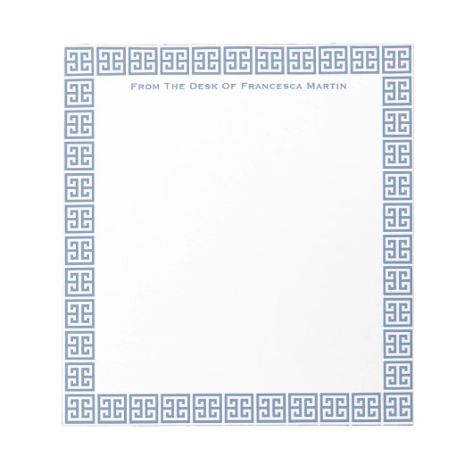 Chic Blue en White Greek Key Lady's persoonlijke Notitieblok (Voorkant)
